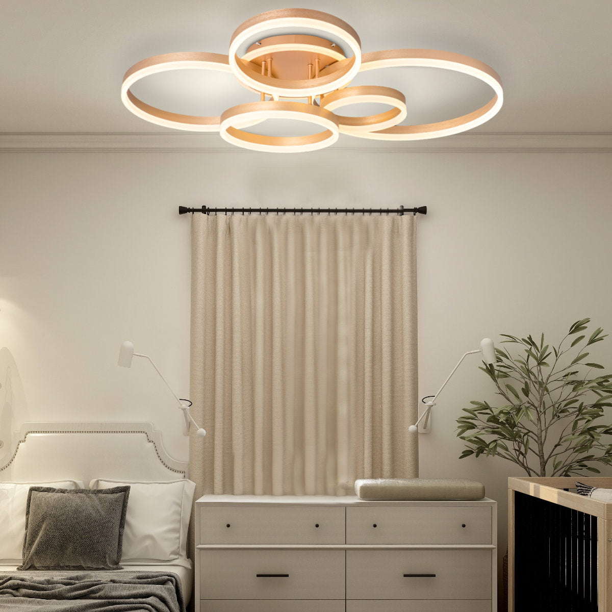 Lustra LED cu Telecomanda, 248W, 3000K/4000K/6000K, Auriu, Acril, Dimabila, IP.20 162/5 - LEDS