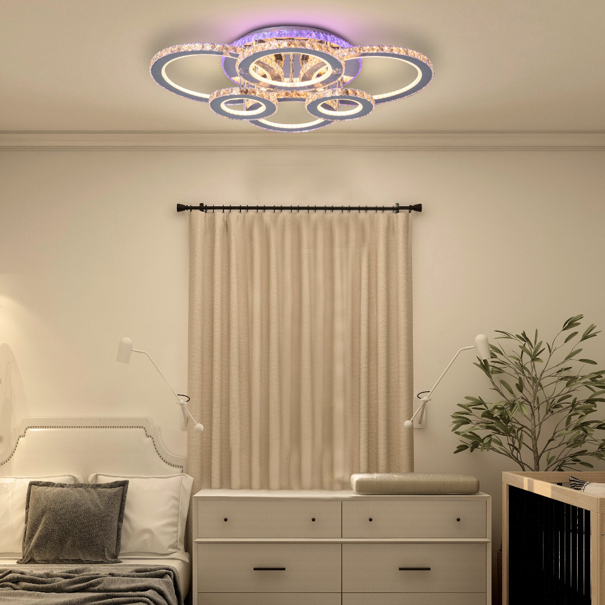 Lustra LED cu Telecomanda, 200W, Dimabila, Alb 2875/6RGB