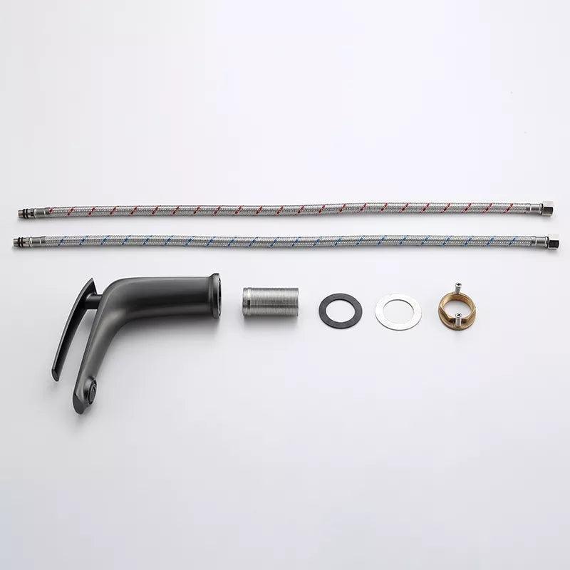 Baterie Lavoar, din Alama Sanitara, Gri Satinat