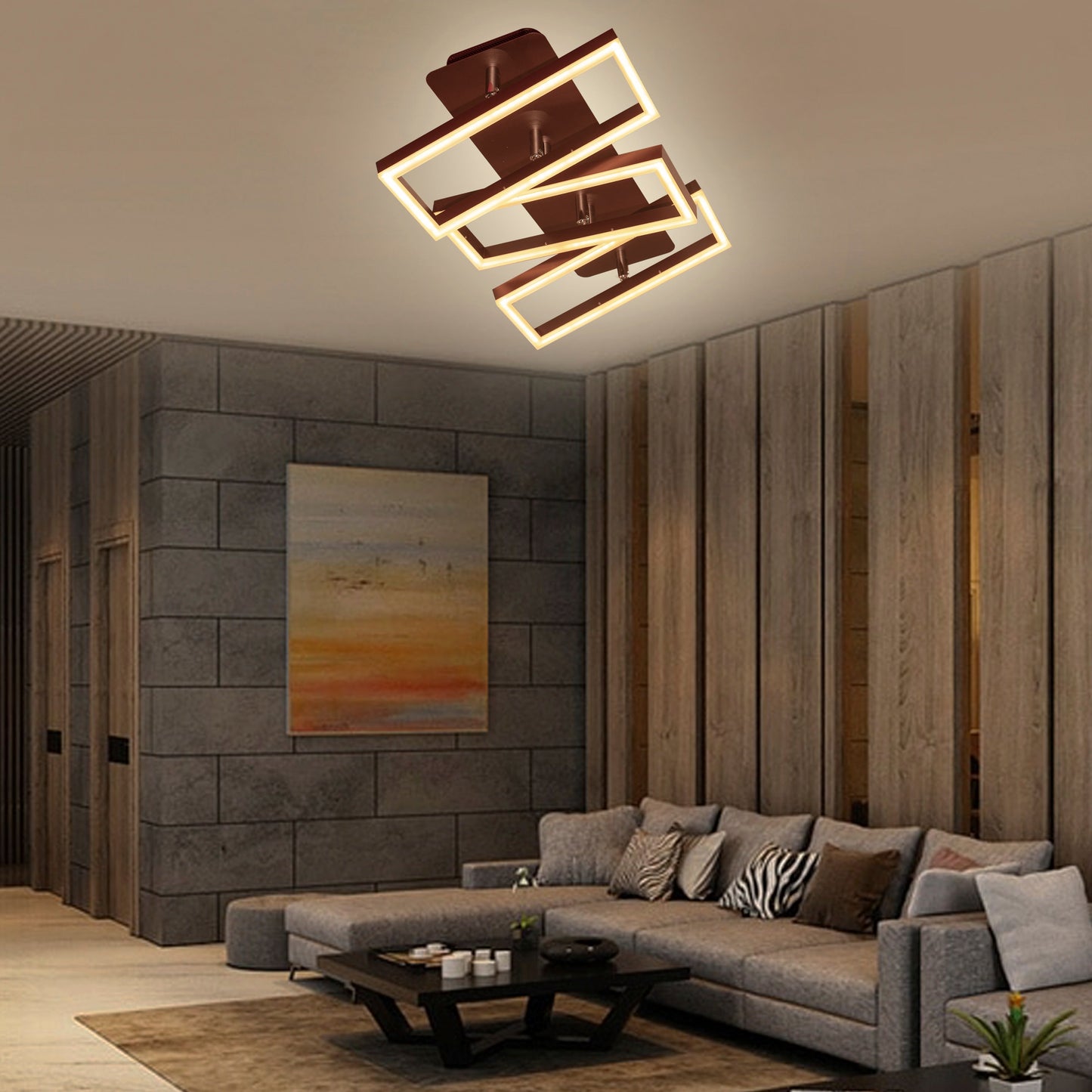 Lustra LED cu Telecomanda, 120W, 3000K/4000K/6000K, Acril, Maro, Dimabila, IP.20 11019/3