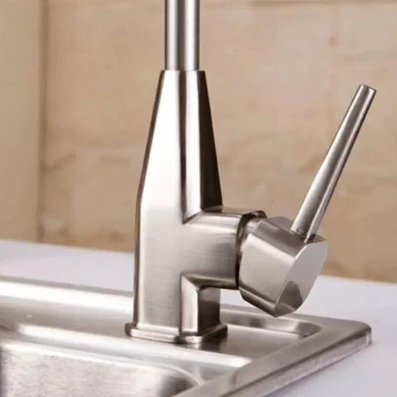 Baterie Bucatarie cu Pipa Pivotanta, Monocomanda, din Inox, Satinata