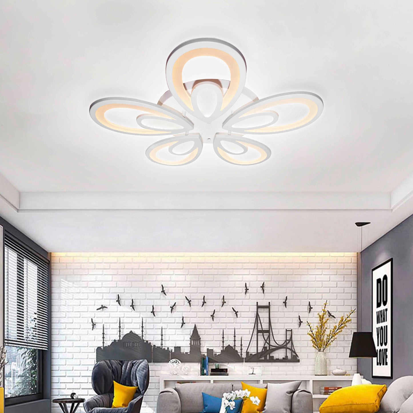 Lustra LED cu Telecomanda, 200W, Dimabila, Alb S5150/5