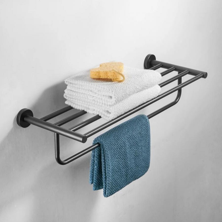 Suport Prosop Baie, din Inox, Negru