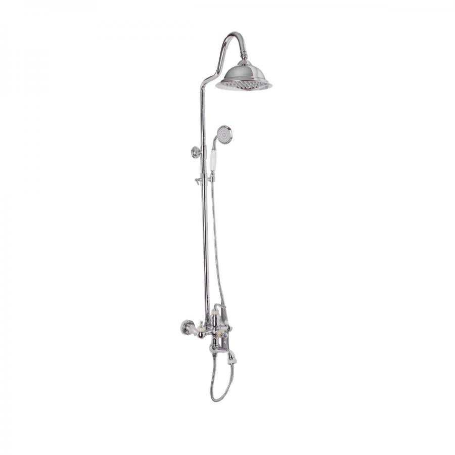 Coloana Duș cu Design Vintage, din Alama Sanitara, Cromata cu Detalii Jad