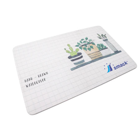 Placa de Baie din Diatomit cu suprafata Antiderapanta, 60cm, Alb cu model