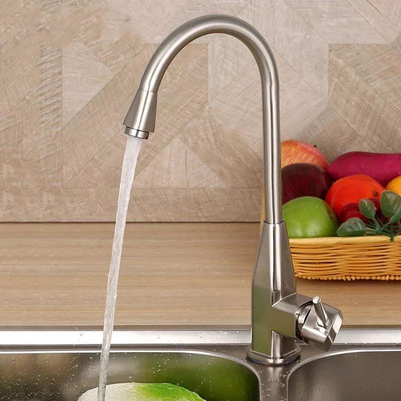 Baterie Bucatarie cu Pipa Pivotanta, Monocomanda, din Inox, Satinata