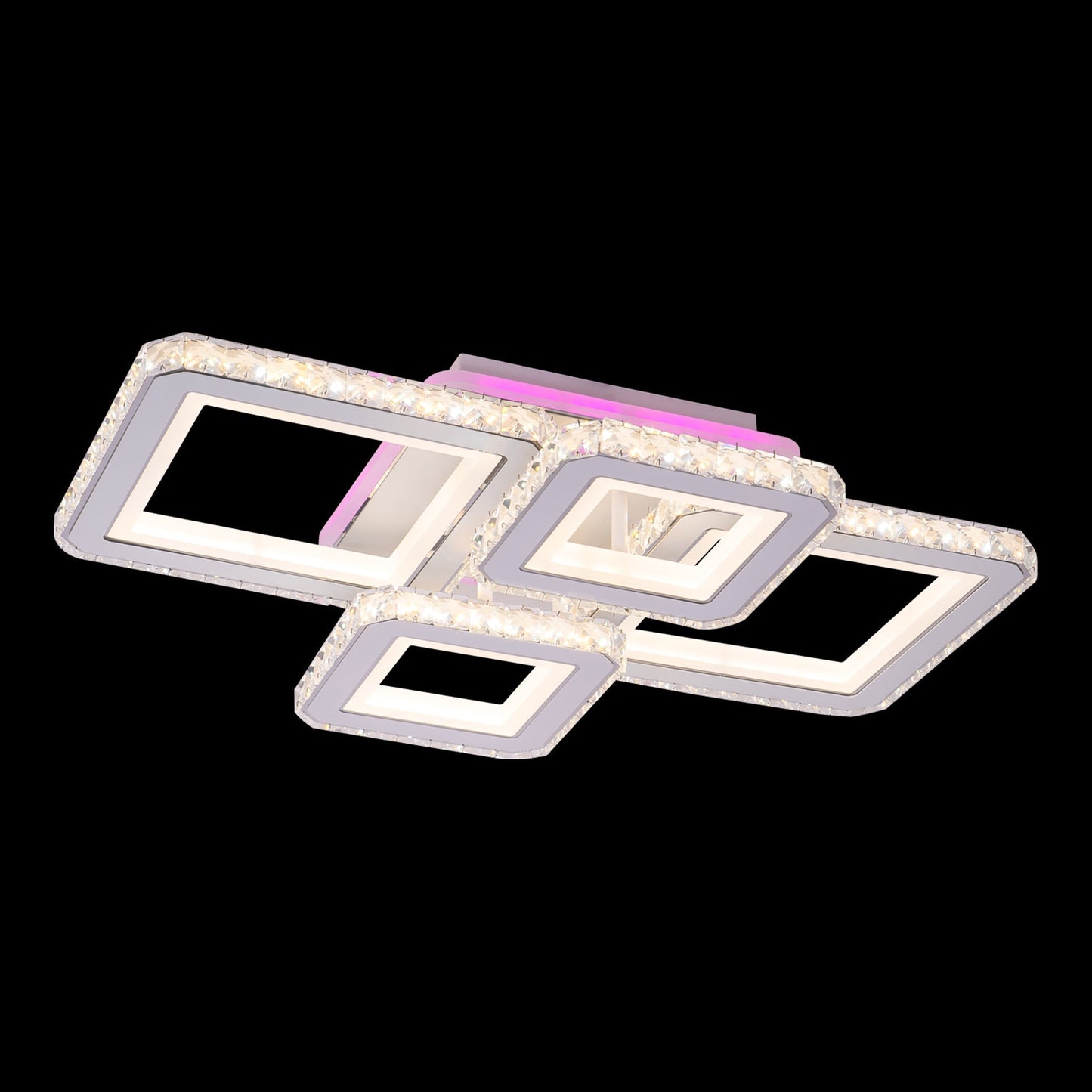 Lustra LED RGB cu Telecomanda, 182W, 2,4Ghz, Dimabila, Alb si Crom 7965/2+2