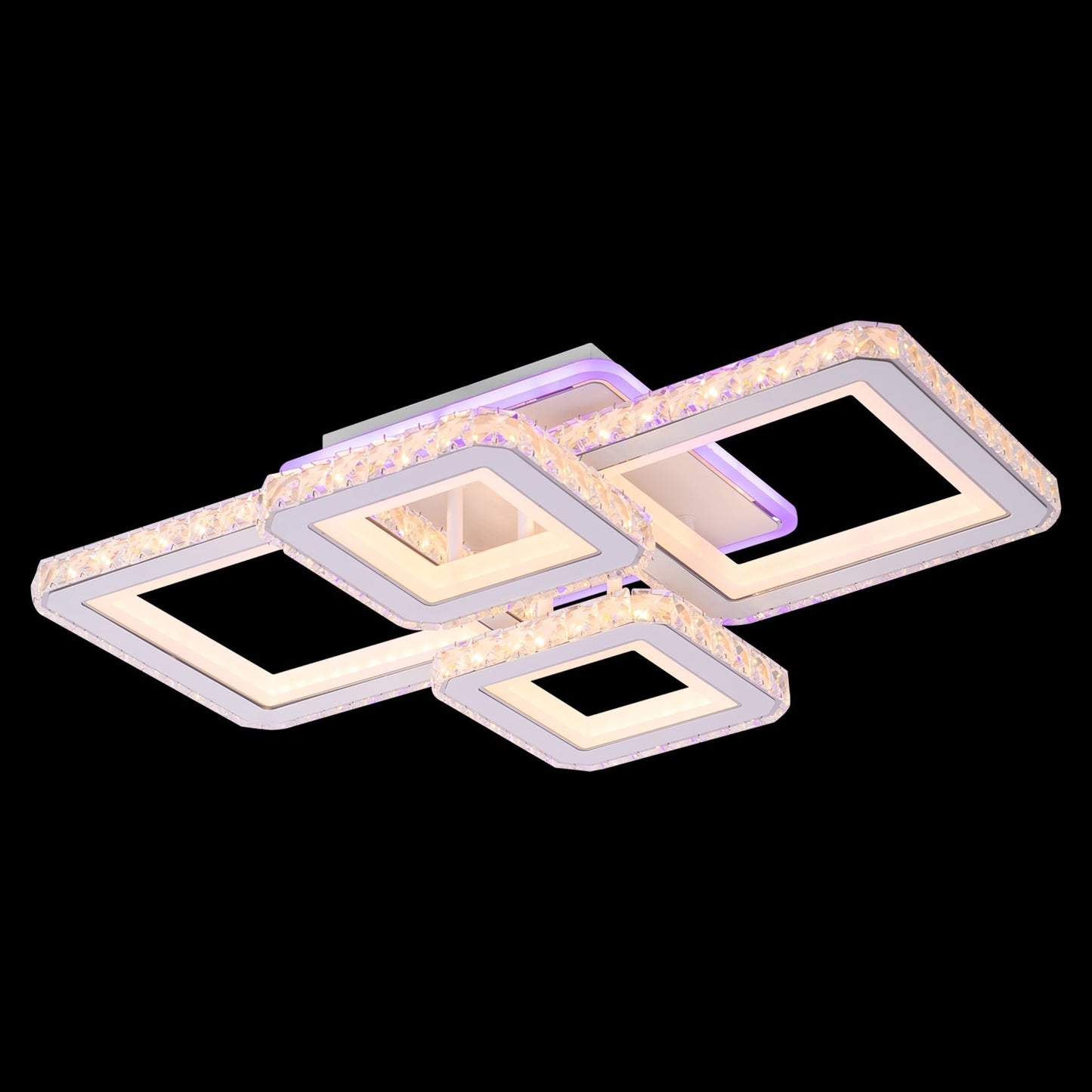 Lustra LED RGB cu Telecomanda, 182W, 2,4Ghz, Dimabila, Alb si Crom 7965/2+2