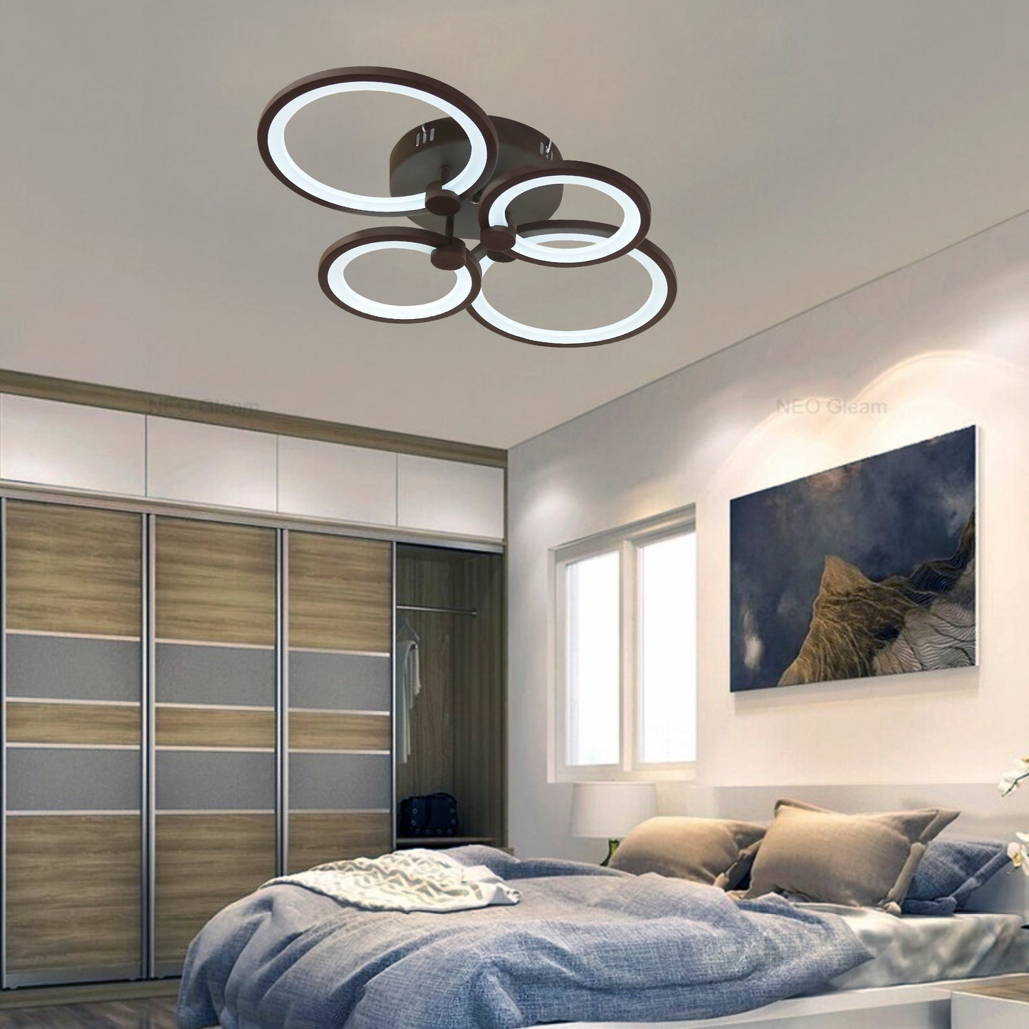 Lustra LED cu Telecomanda, Dimabila, 88W, Maro 8067/2+2intM