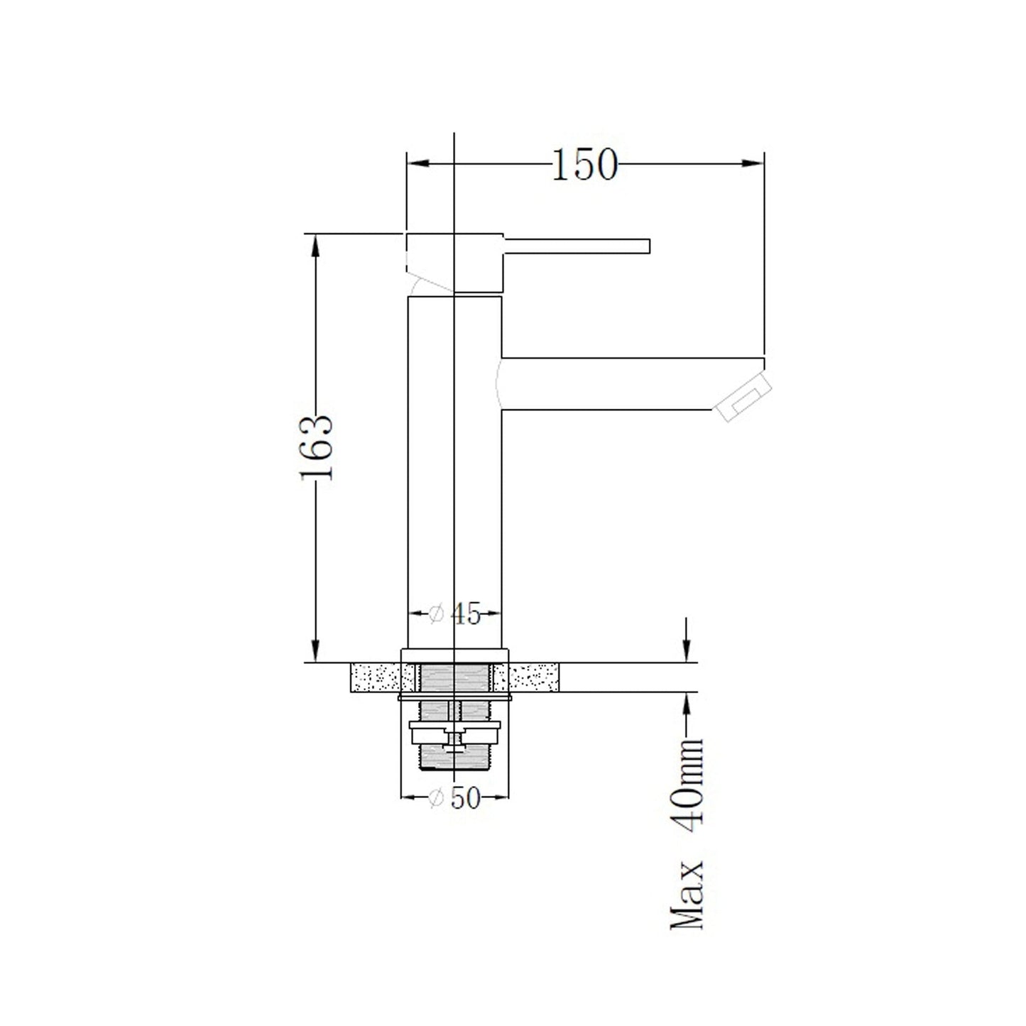 Baterie Lavoar cu Ventil Scurgere Click-Clack, din Inox, Satinat - KORMAN