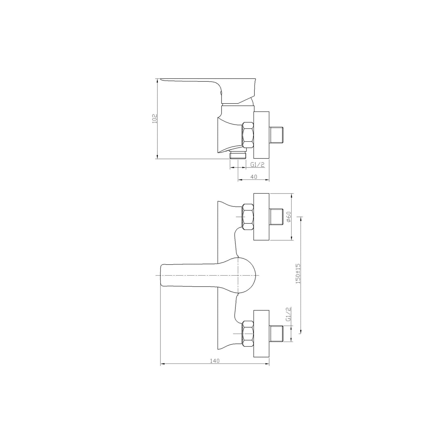 Baterie Dus, din Alama Sanitara, Cromata - KORMAN