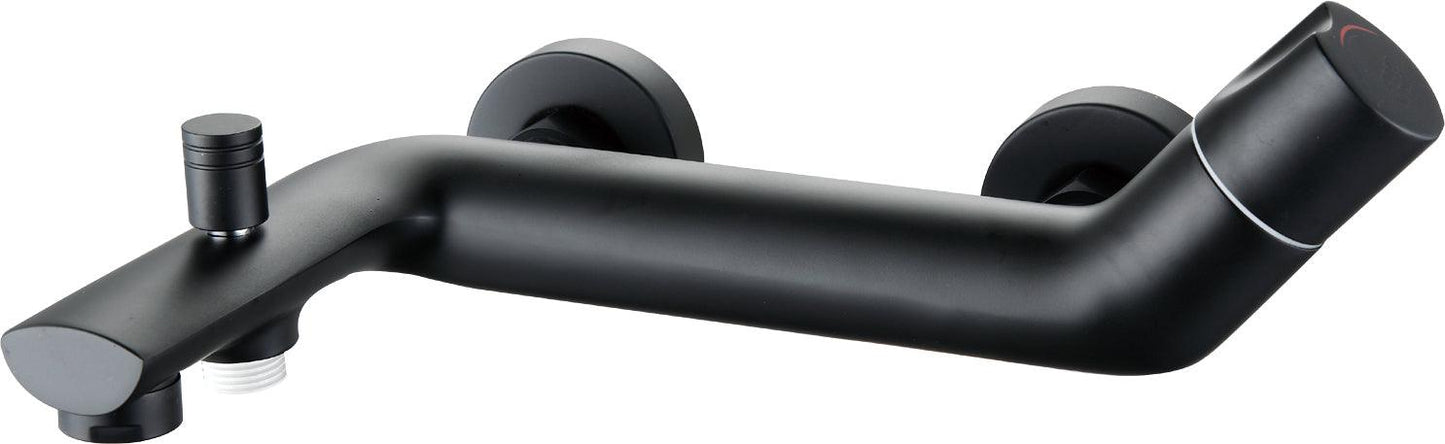 Baterie Cada cu Set de Dus, Alama Sanitara, Negru Mat - KORMAN