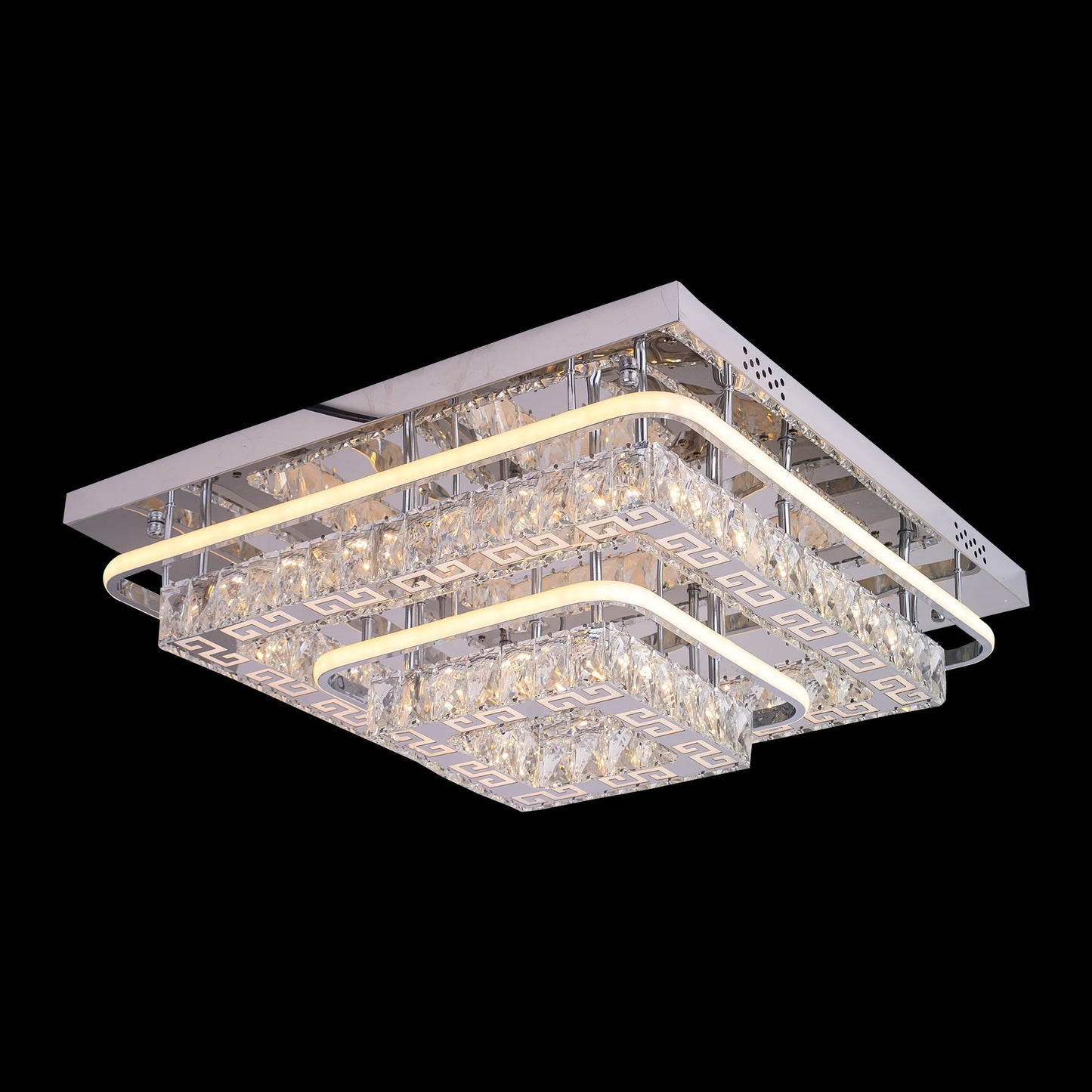 Lustra LED, 66W, Crom , 3000/4000/6000K, Cristal 8207/450*450 - LEDS