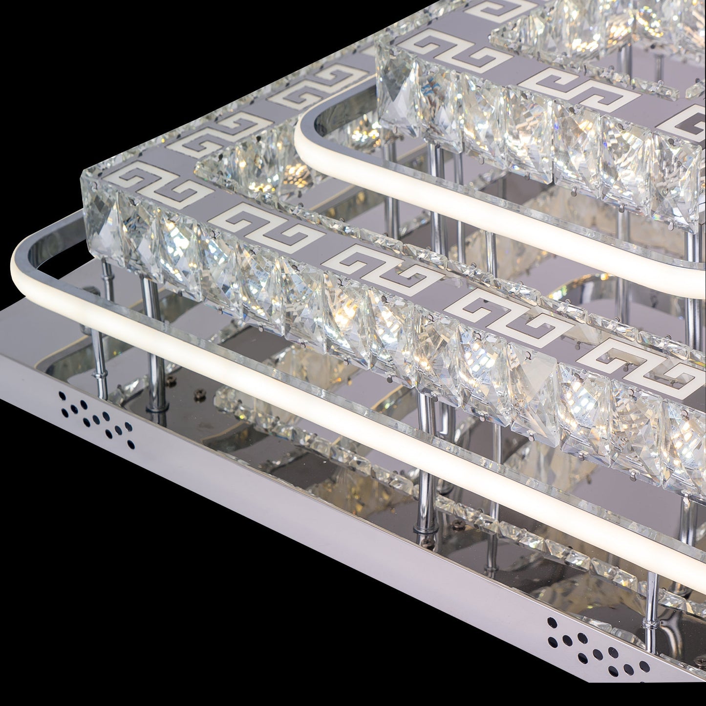 Lustra LED, 66W, Crom , 3000/4000/6000K, Cristal 8207/450*450 - LEDS