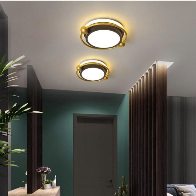Lustra LED, 12W, 3000K/4000K/6000K, Acril si Metal, Negru cu Auriu, IP20 M0234RD