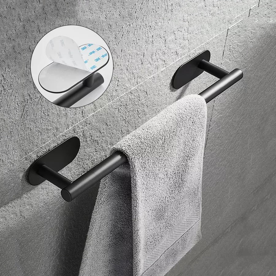 Suport Prosop Baie, din Inox, Negru, Autoadeziv