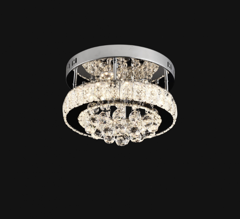 Lustra LED Abel, 24W, 3000K/4000K/6000K, Crom si Cristal 6670/500