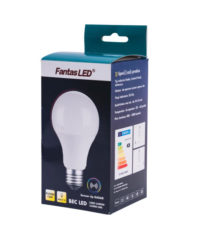 Bec LED cu Senzor, 12W, 6500K BEC/12W/SZR