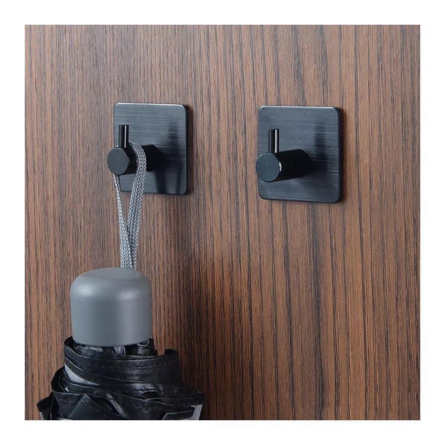 Suport perete de tip Cuier, Autoadeziv, din Inox, Negru