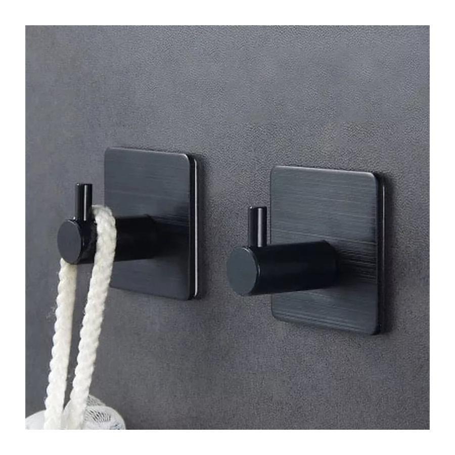 Suport perete de tip Cuier, Autoadeziv, din Inox, Negru