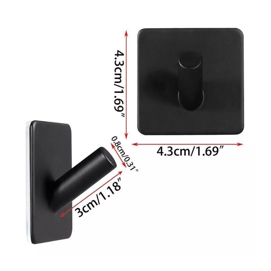 Suport perete de tip Cuier, Autoadeziv, din Inox, Negru