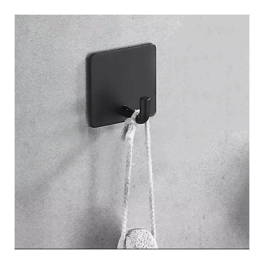 Suport Perete de tip Cuier, Autoadeziv, din Inox, Negru