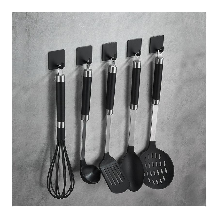 Suport Perete de tip Cuier, Autoadeziv, din Inox, Negru