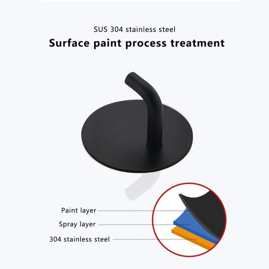 Suport Perete de tip Cuier, autoadeziv, din Inox, Negru