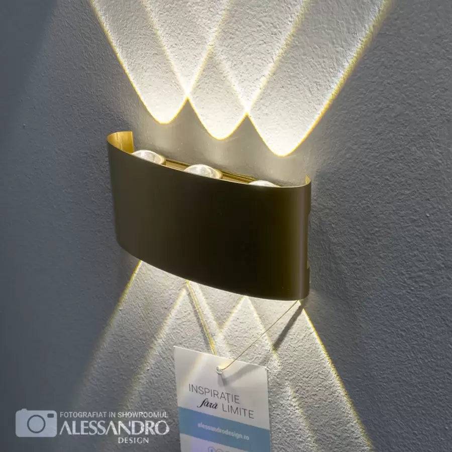 Aplică LED de Exterior Senseni, 6W, Metal, Auriu