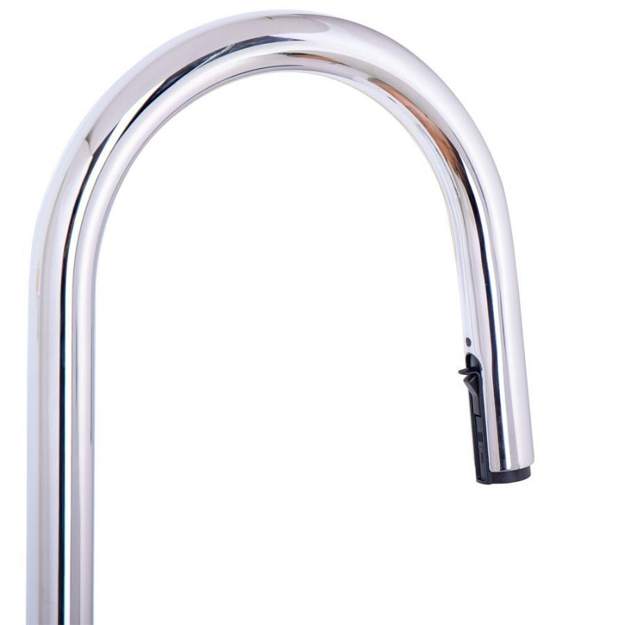 Baterie Bucatarie cu Dus Extractibil si Pipa Pivotanta, Inox, Cromata