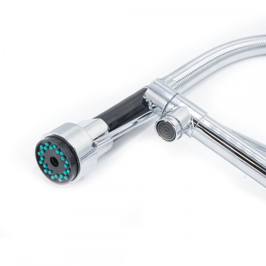 Baterie pentru Bucatarie cu dus Extractibil, din Inox, Crom