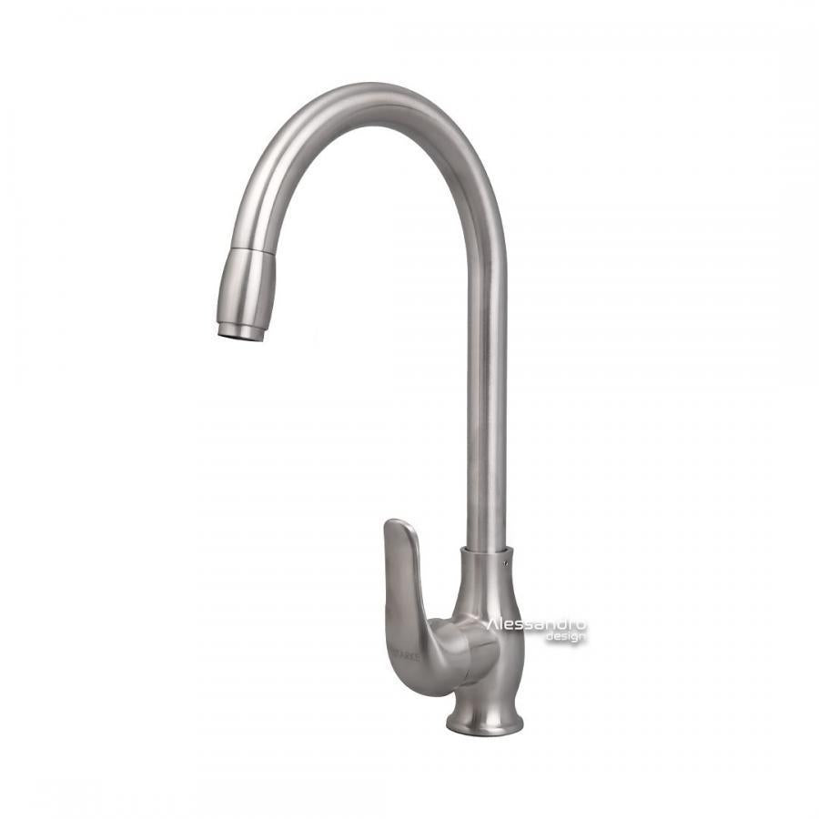 Baterie Bucatarie cu Pipa Pivotanta, din Inox, Satinata