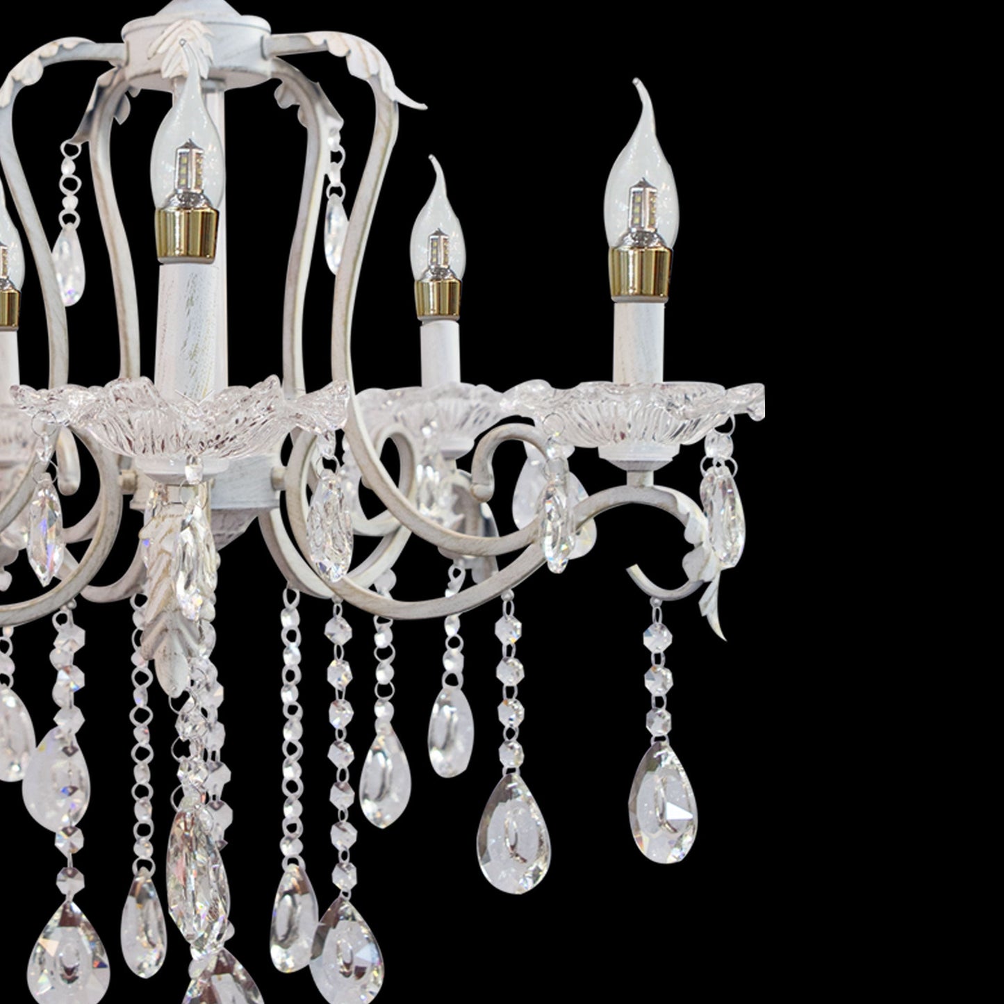 Candelabru 5*E14, Alb, Metal si Cristal 5702/5 - LEDS