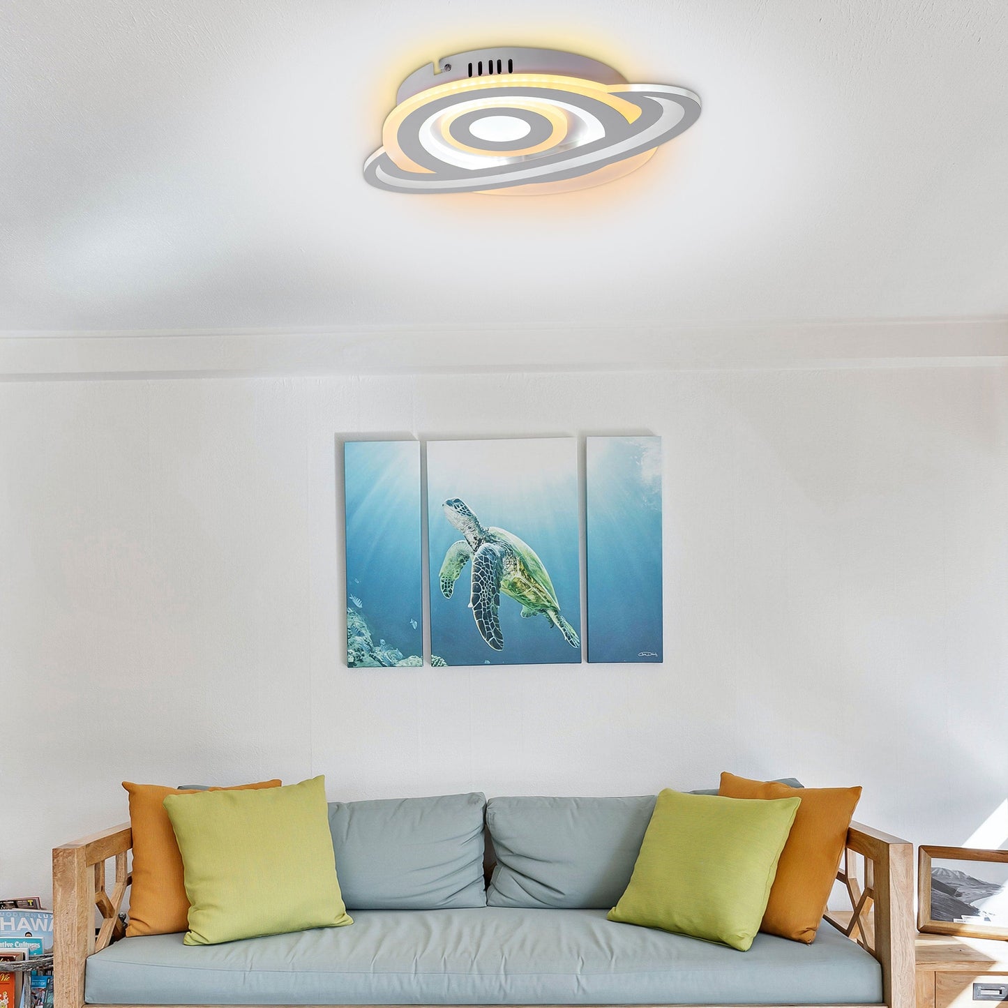 Lustra LED cu Telecomanda, 120W, 3000K/4000K/6000K, Acril si Metal, Alb, Dimabila, IP.20 5019/S - LEDS
