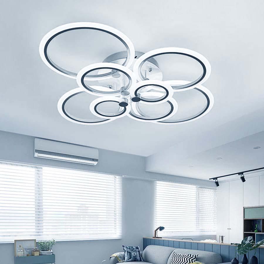 Lustra LED Cerc cu Telecomanda, 200W, Alb, Acril, Dimabila 8067/4+4ext
