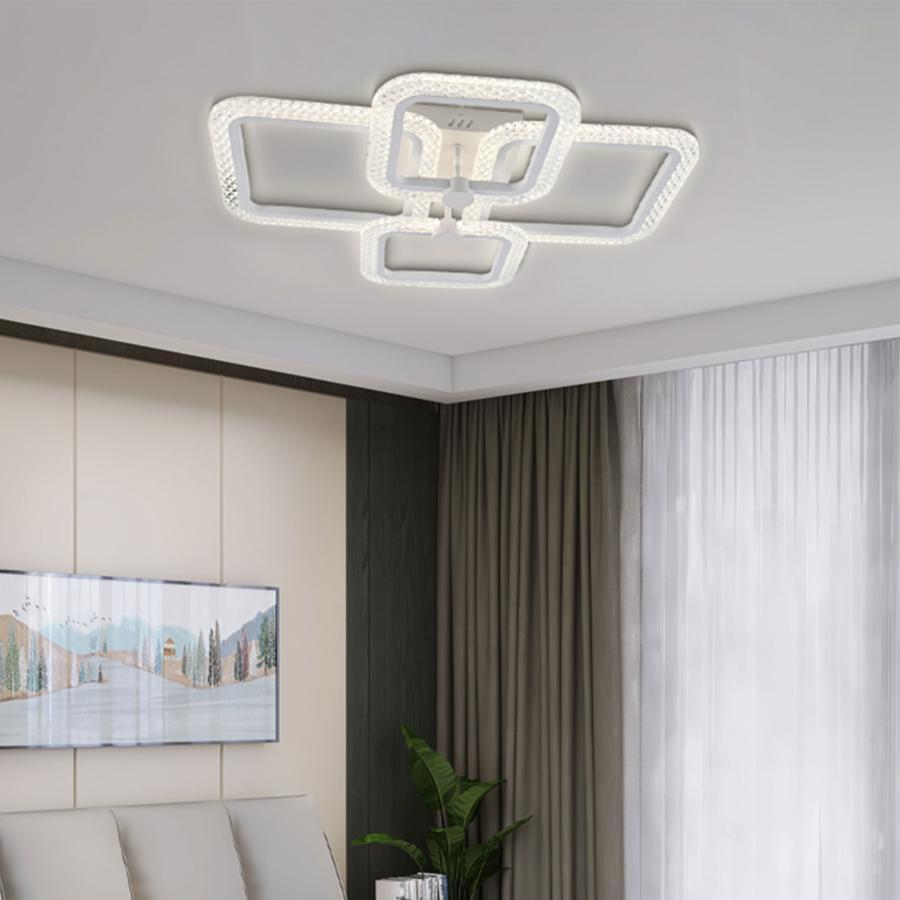Lustra LED cu Telecomanda, 2.4Ghz, 104W, Acril, Alb 7232/2+2