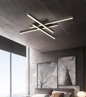 Lustra LED cu Telecomanda 80W, Acril si Metal, Negru 174/4BK
