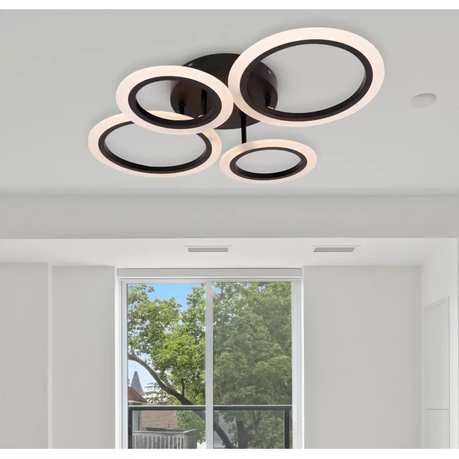 Lustra LED cu Telecomanda, 76W, Dimabila, Negru 8067/2+2BK