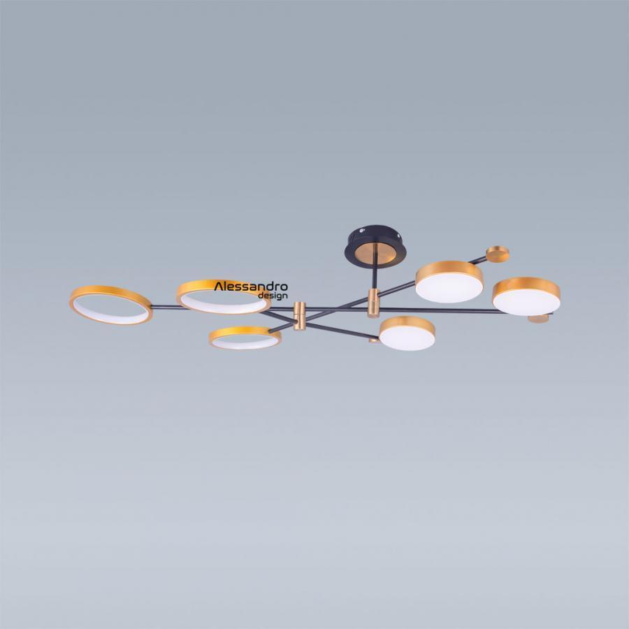 Lustra LED cu Telecomanda 110W, Dimabila, Negru cu Auriu SX8601/6