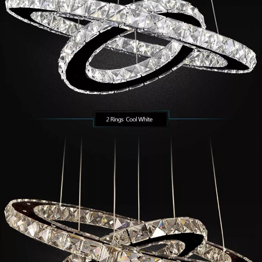 Lustra LED cu Telecomada, 80W, 3000K/4000K/6000K, Acril si Cristal, Crom, Dimabila, IP.20 2942/48+30