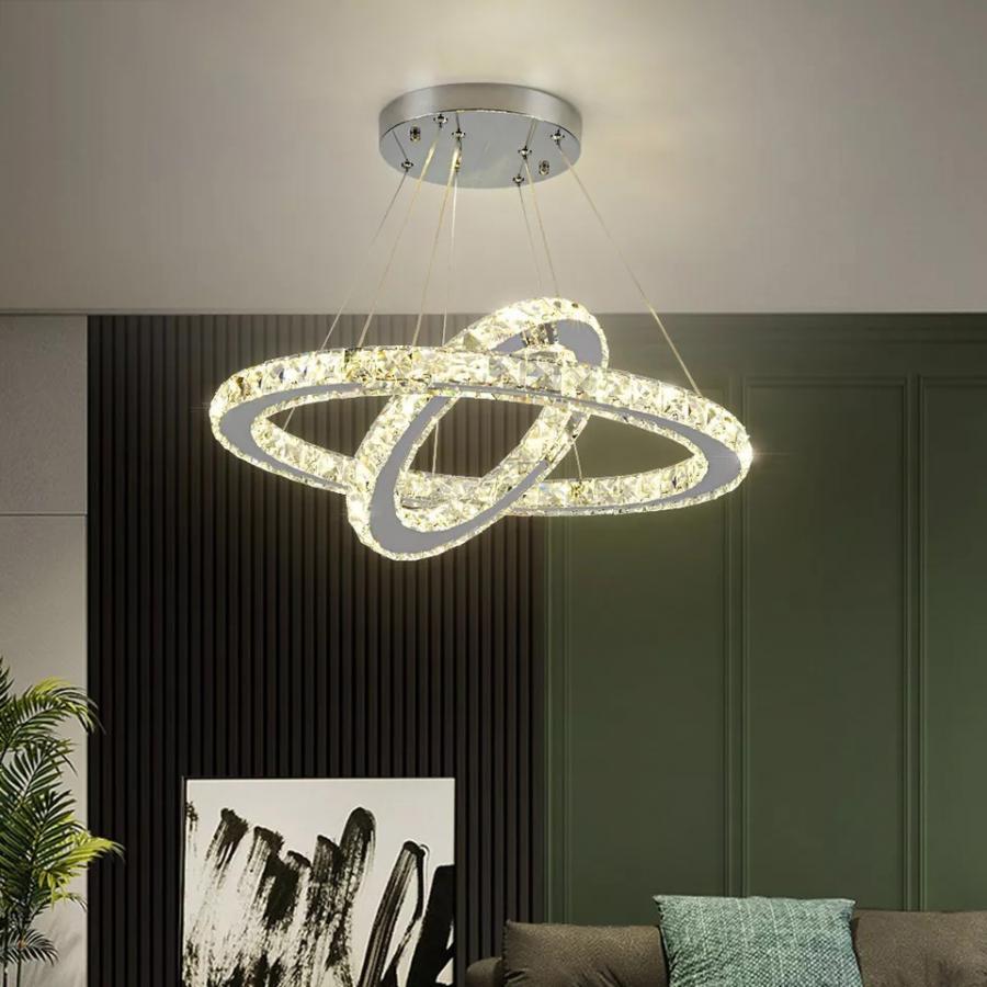 Lustra LED cu Telecomada, 80W, 3000K/4000K/6000K, Acril si Cristal, Crom, Dimabila, IP.20 2942/48+30