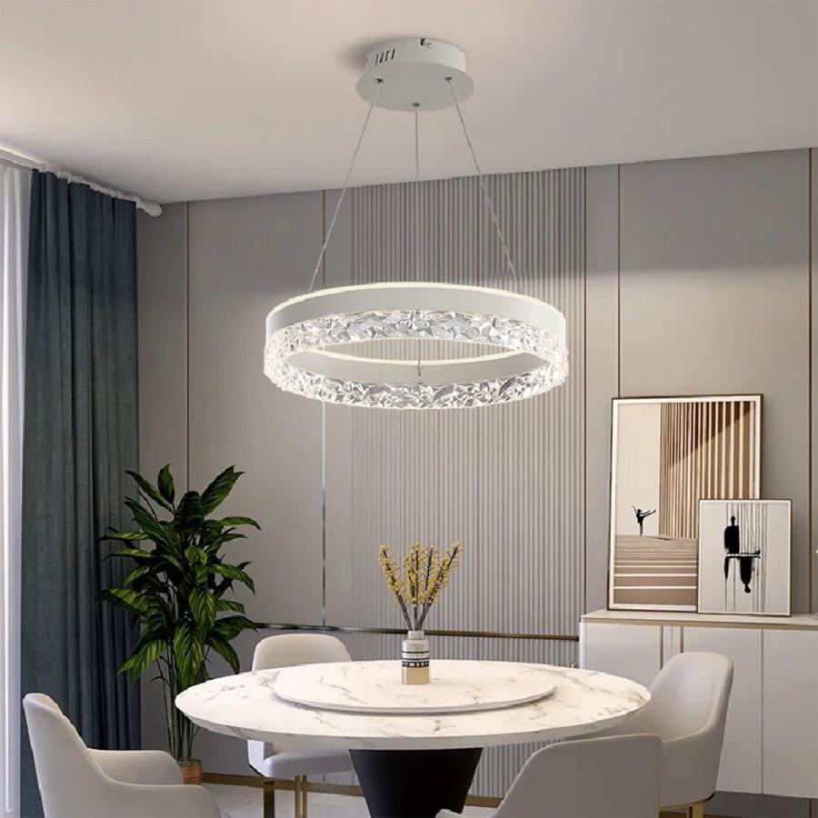 Lustra Led cu Telecomanda Iarina 124W, Alb