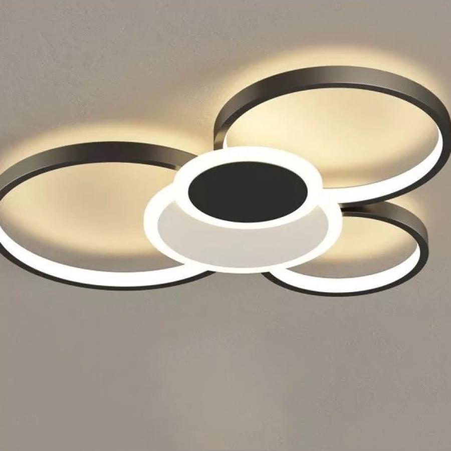 Lustra LED cu Telecomanda, 92W, 3000K/4000K/6000K, Acril, Alb cu Negru, Dimabila, IP.20 SX8625