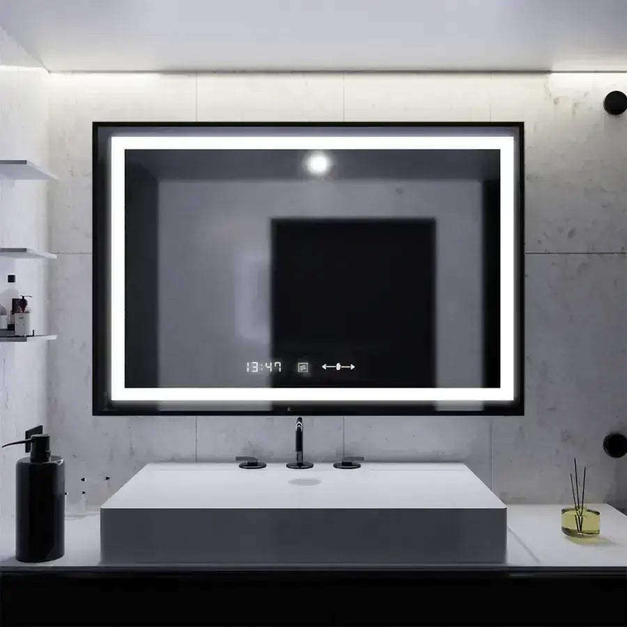 Oglinda LED Senzor Amelia Sistem Dezaburire Ceas Temperatura 100x80 cm Colectia Marcello Funghi