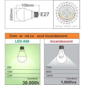 Bec LED E27, 6W, 6400K SPN6503