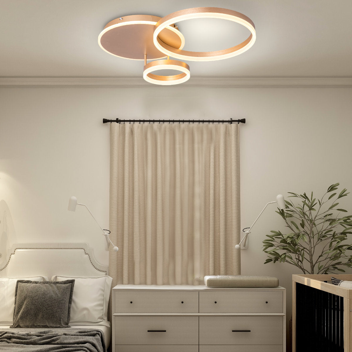 Lustra LED cu Telecomanda, 110W, Auriu, Dimabila XD195/2AU