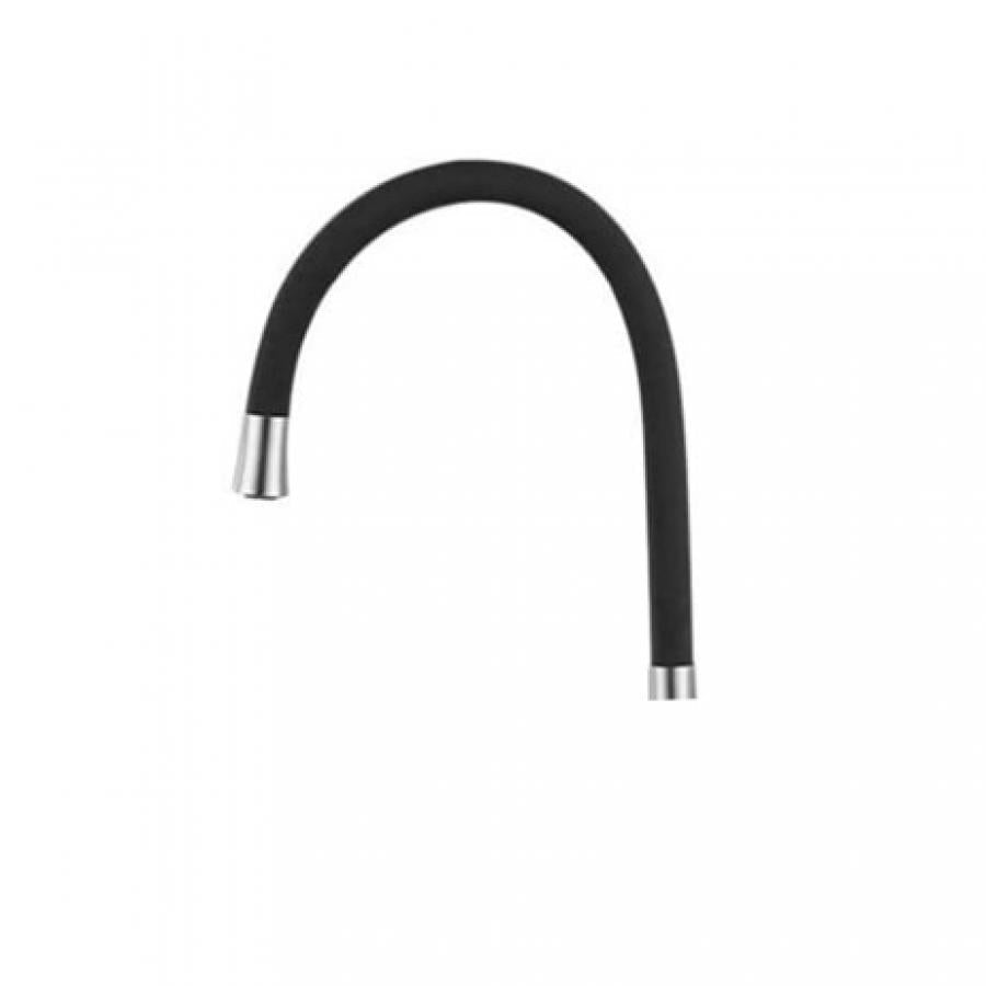 Pipa Flexibila neagra, pentru Baterie Sanitara, din Silicon si Alama Sanitara