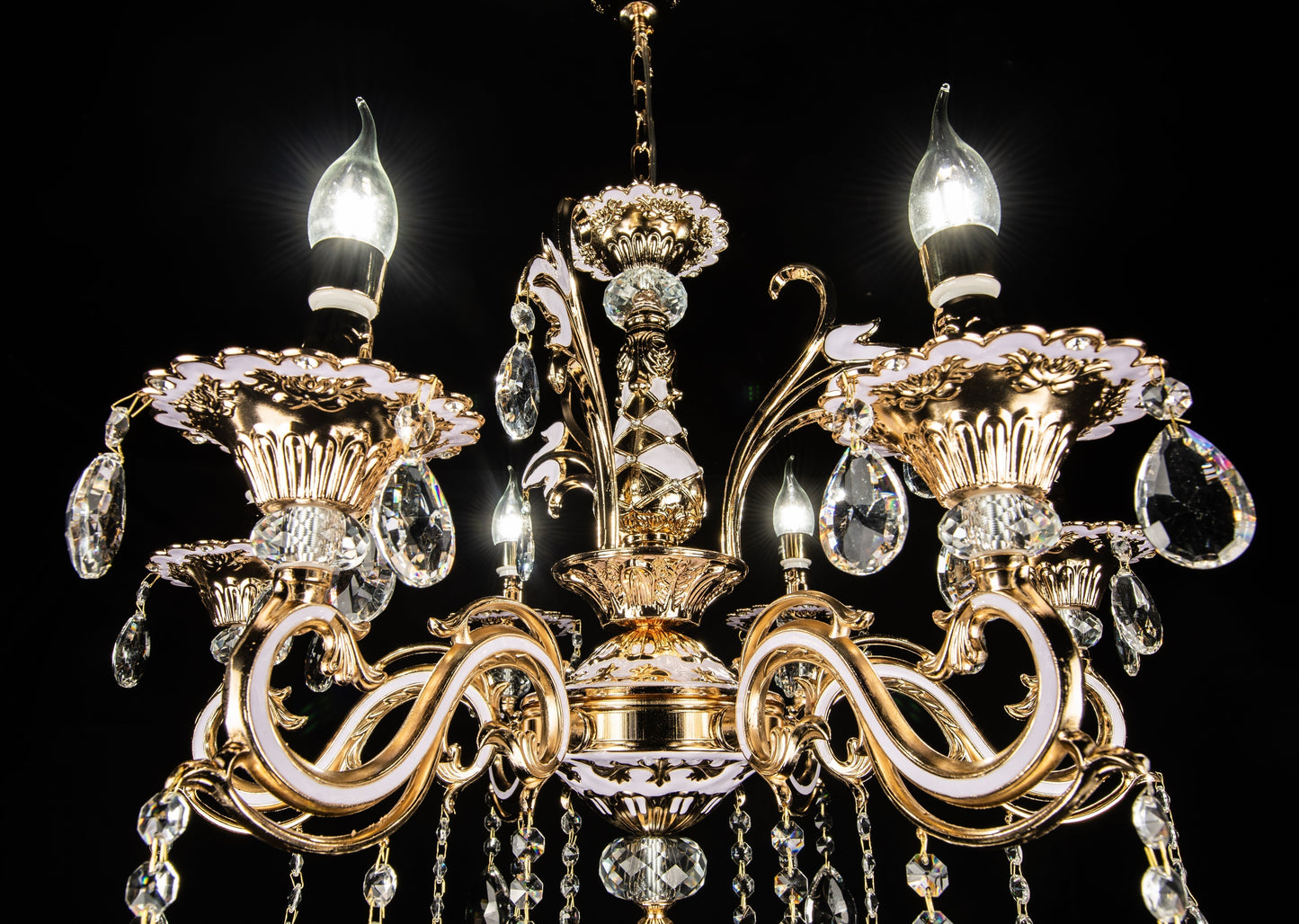 Candelabru 6*E14, Lila/Auriu, Cristal si Metal, IP.20 2325/6FG
