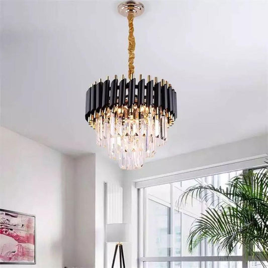 Candelabru Emeric 2*E14, Metal si Cristal, Auriu si Negru