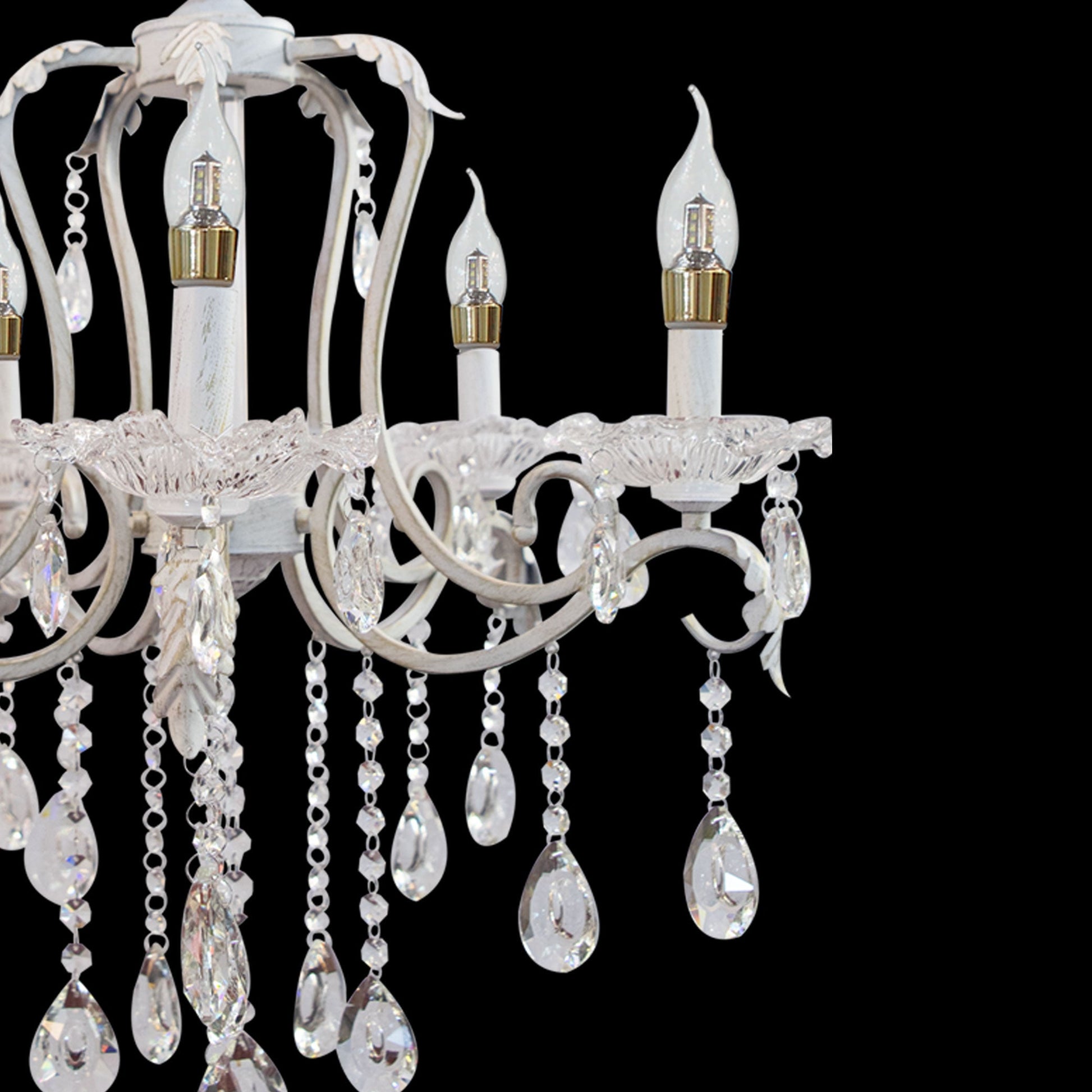 Candelabru 5*E14, Alb, Metal si Cristal 5702/5 - LEDS